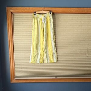 Yellow and White Striped Women's Pant